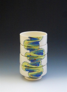 One of several new stackable bowl sets. A numbering system on the bottom of each bowl helps keep them in order.