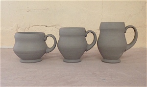 Three variations on a common theme. Experimenting with the various proportions and handle placement.